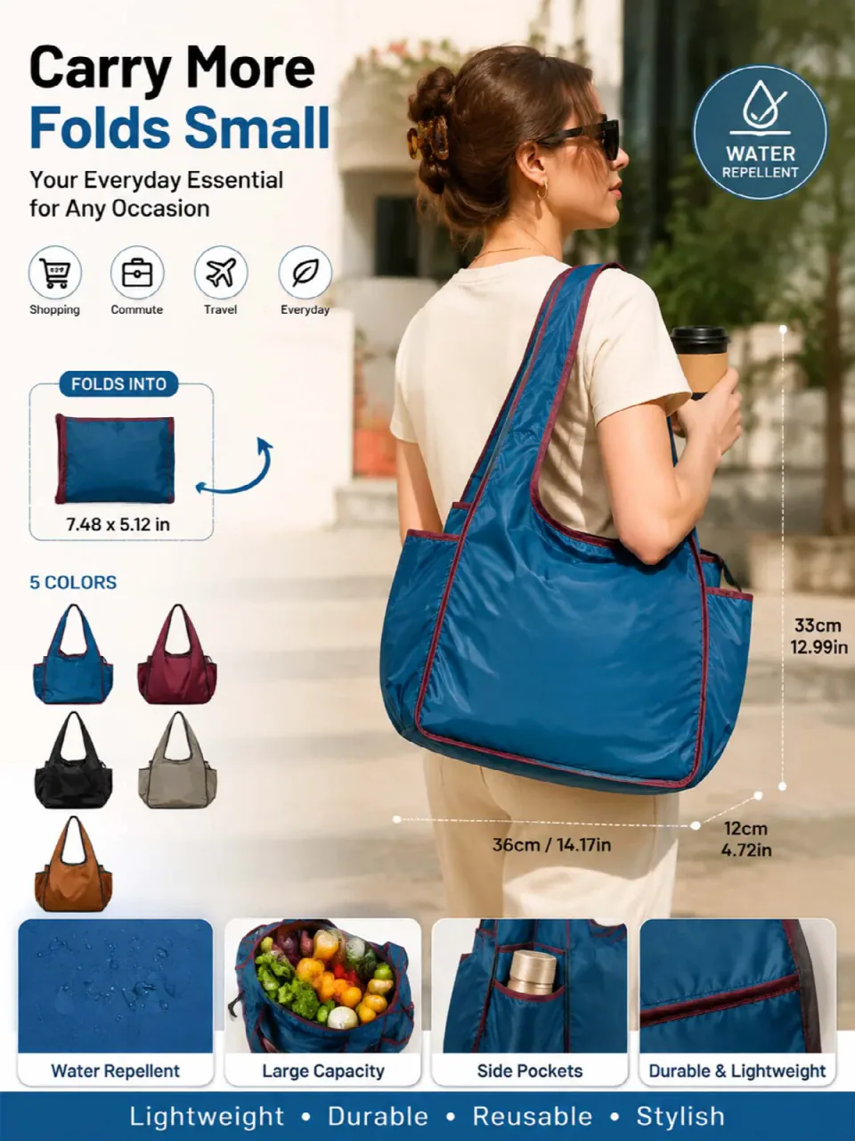 Side-Pocket Foldable Tote product overview